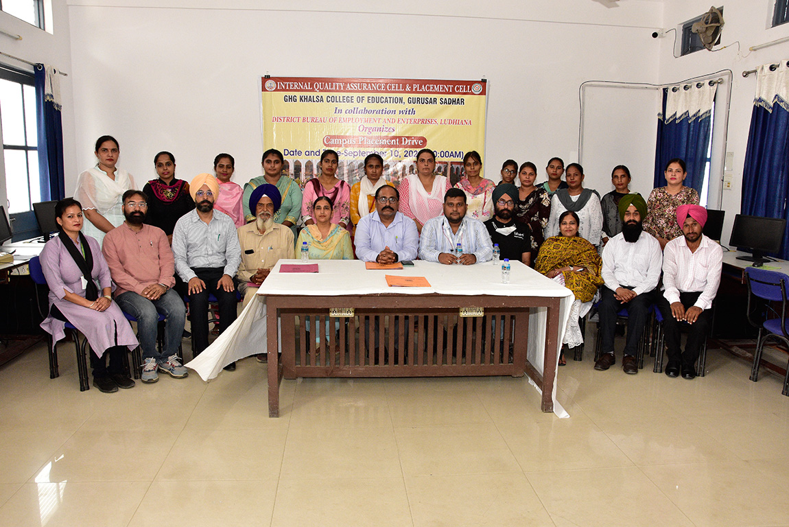 Mega Campus Placement Drive at G.H.G. Khalsa College of

Education, Gurusar Sadhar